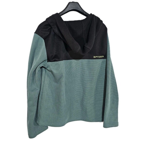 Spyder Pullover Hoodie Ghost Men's Racer 1/4 Zip Green/Black Size Medium - Picture 3 of 7